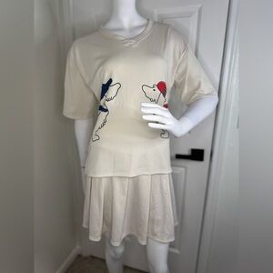 Mango Cream Graphic Tee and Skirt Set